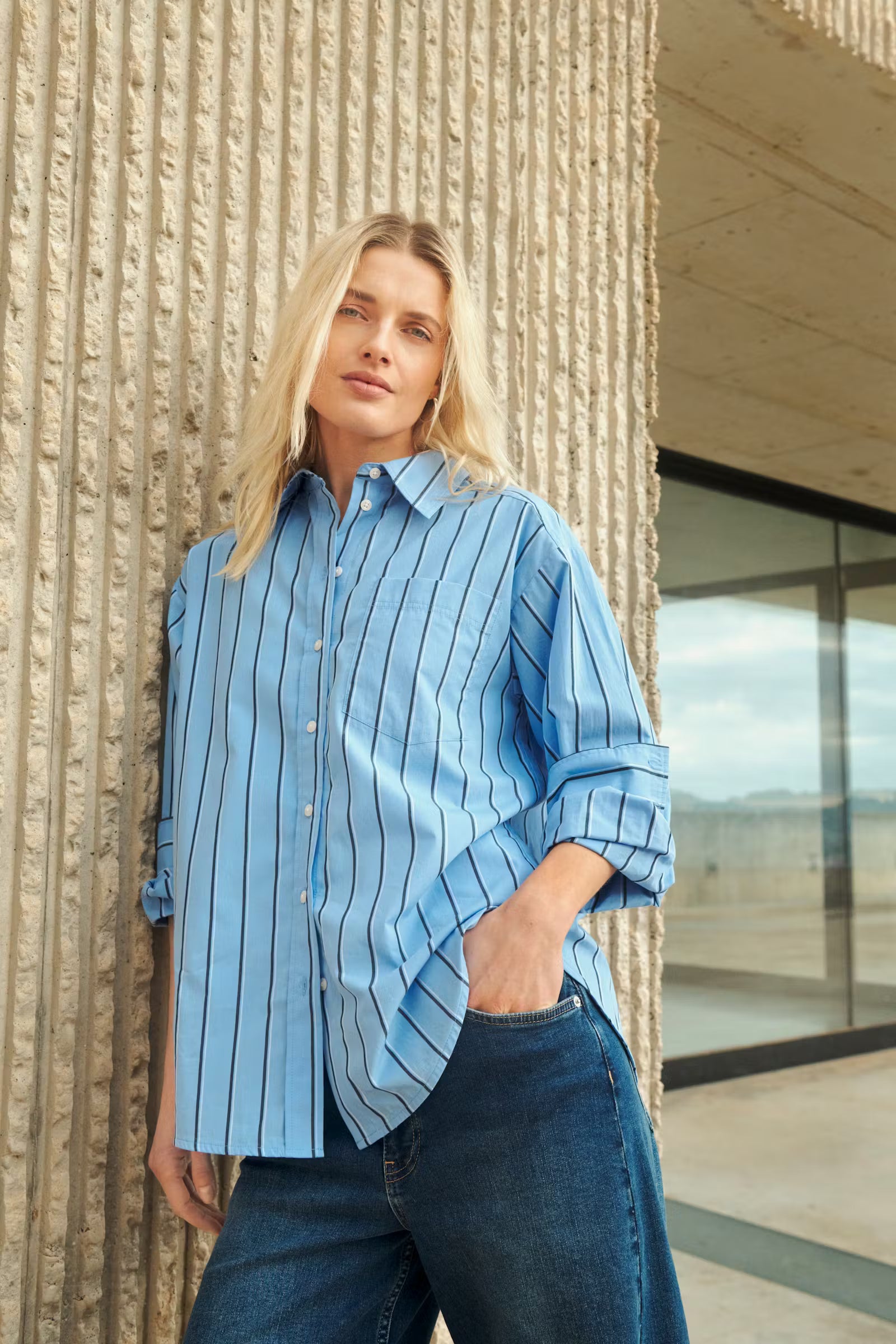 Part Two Annabella striped shirt lifestyle styling