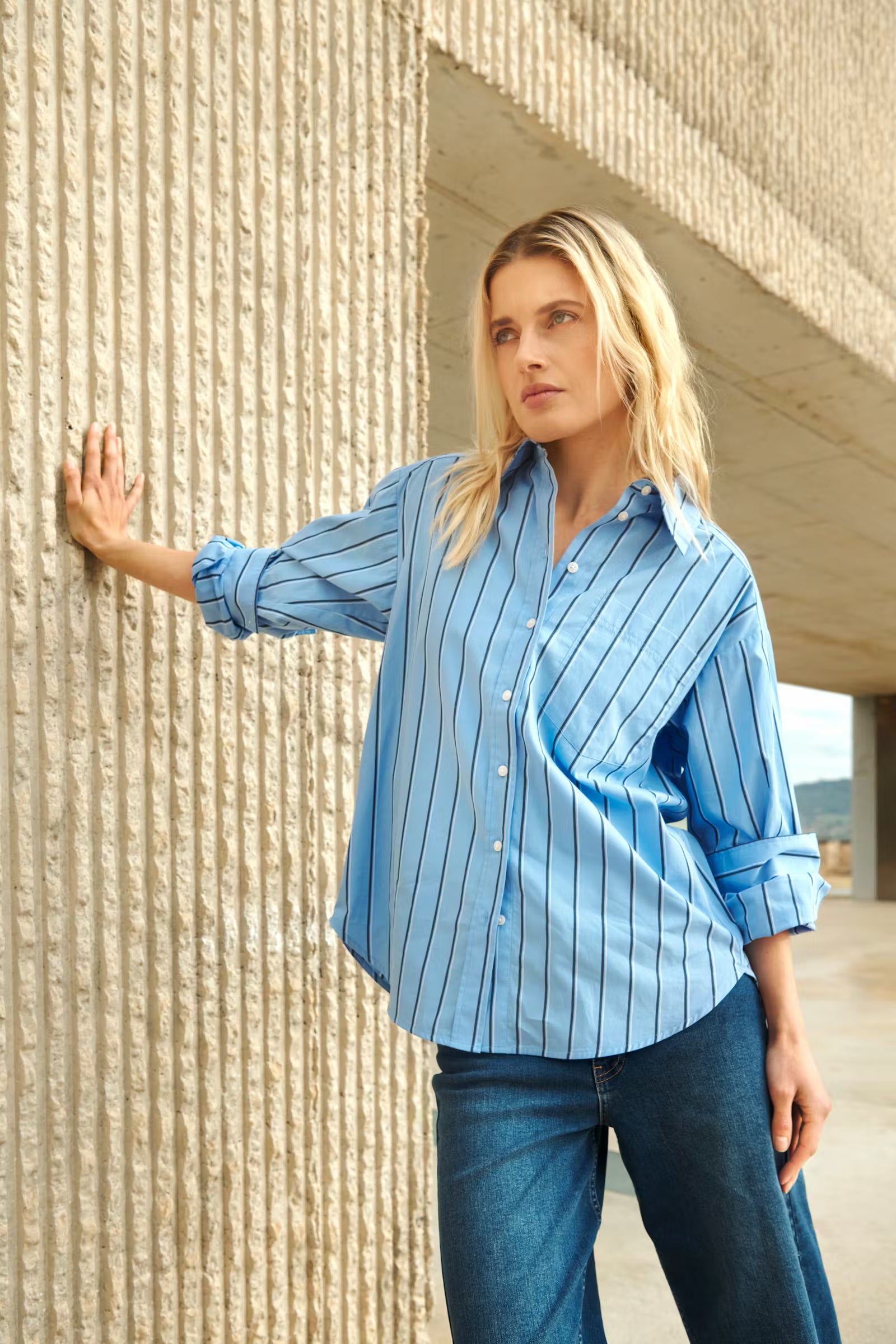 Part Two Annabella organic cotton striped shirt casual styling