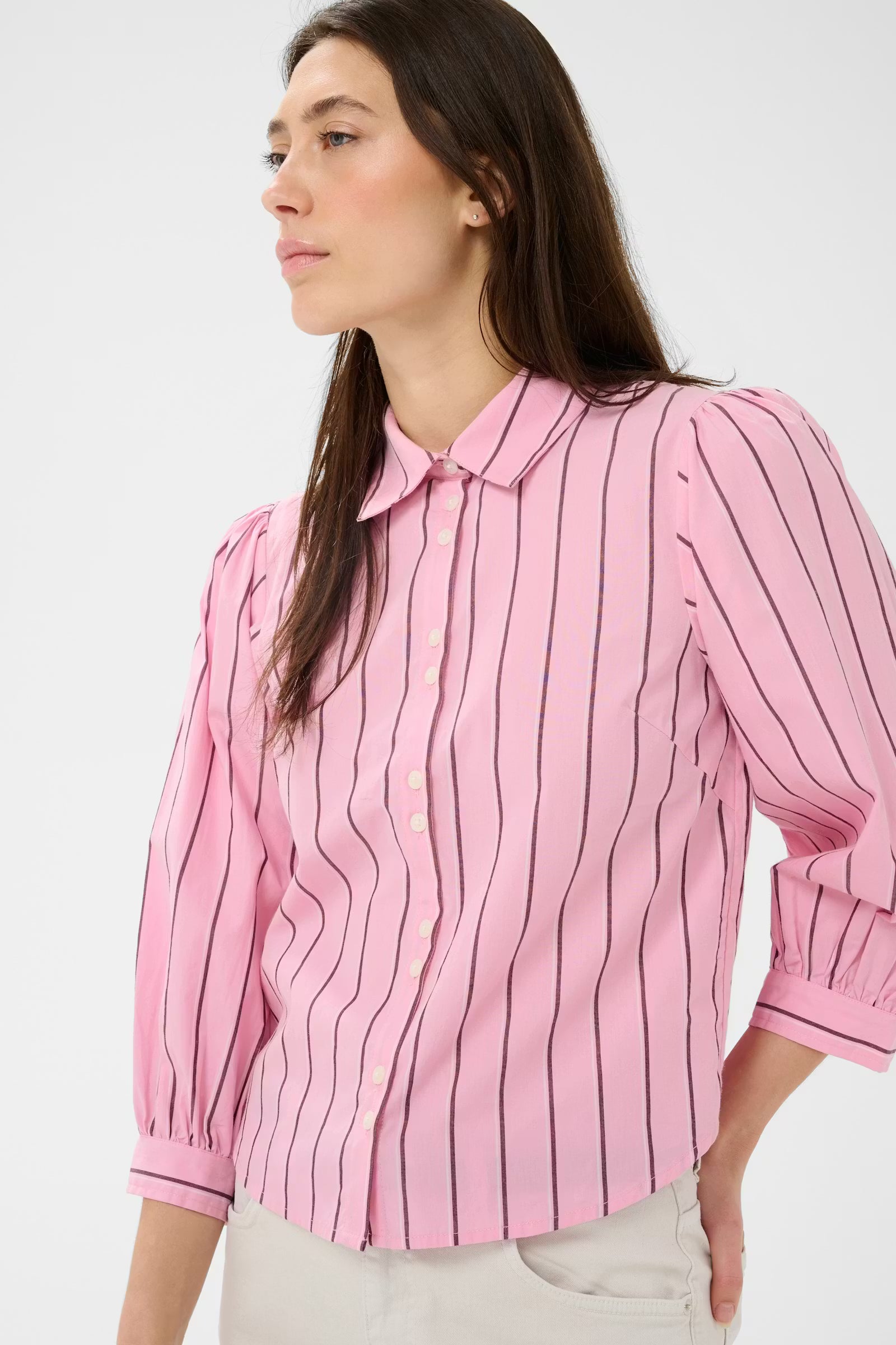 Part Two Anais pink striped shirt sleeve detail