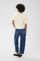 Part Two Anisette cream short sleeve knit jumper back view straight silhouette