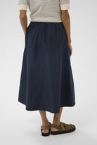 Part Two Asmina navy midi skirt back view full length

