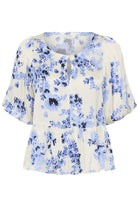 Part Two Azelia floral print peplum blouse - blue/white 
