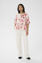Part Two Azelia floral print peplum blouse back view pink