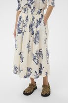 Part Two Amaia floral midi skirt cream blue print