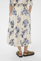 Part Two Amaia cream blue floral midi skirt back view 