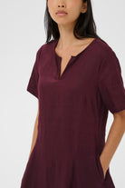 Part Two Aminasa burgundy dress side view