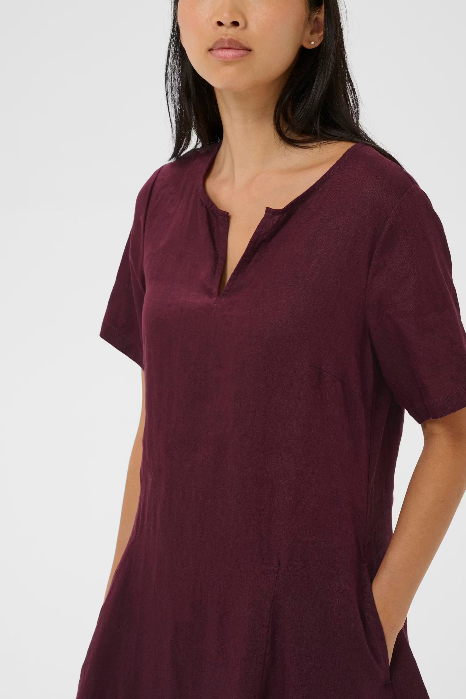 Part Two Aminasa burgundy dress side view