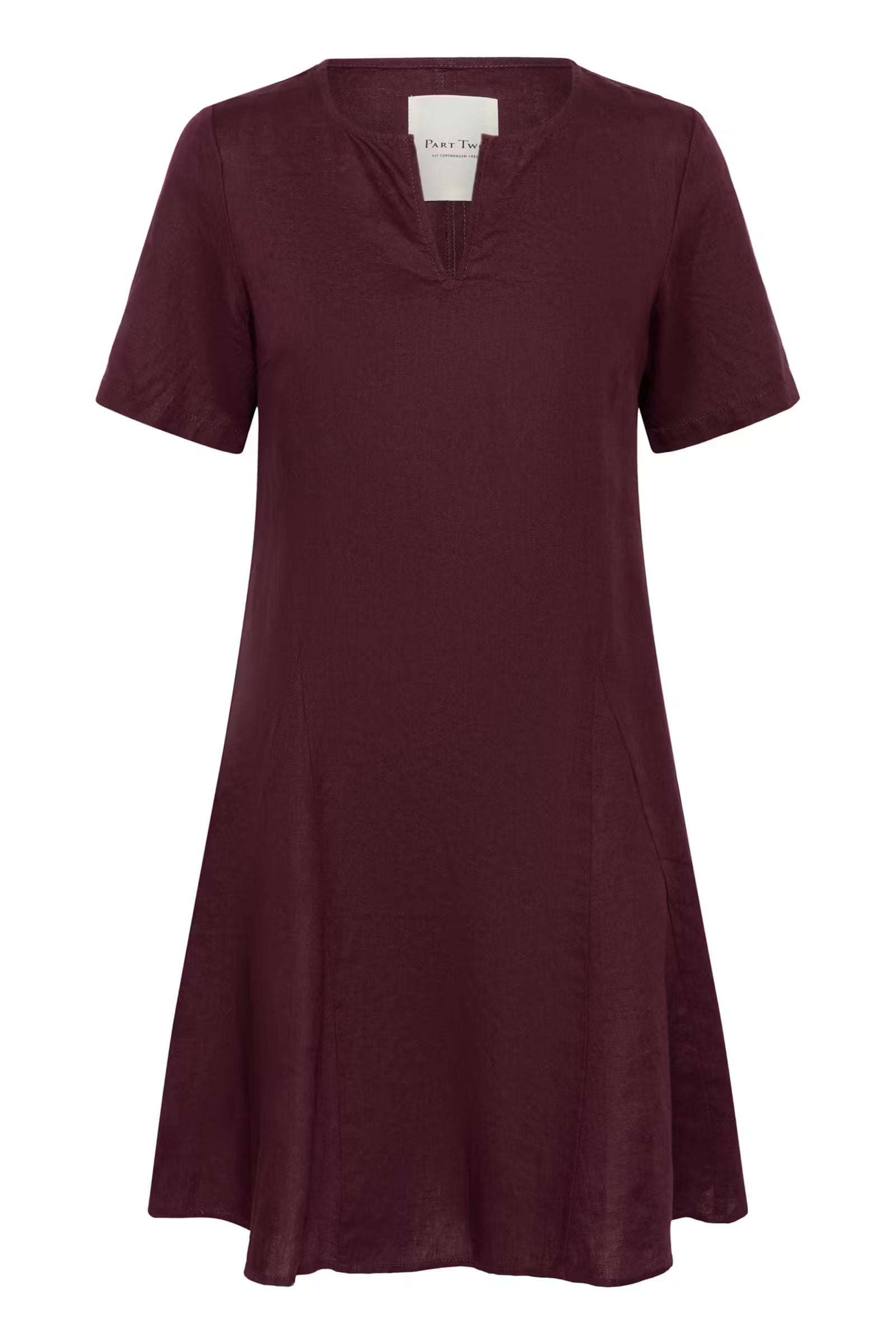 Part Two Aminasa burgundy short sleeve dress front