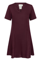 Part Two Aminasa burgundy short sleeve dress front
