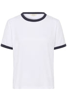 Part Two Angelita white organic cotton T-shirt with navy trim flat product view
