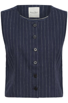 Part Two Azania navy pinstripe waistcoat close front