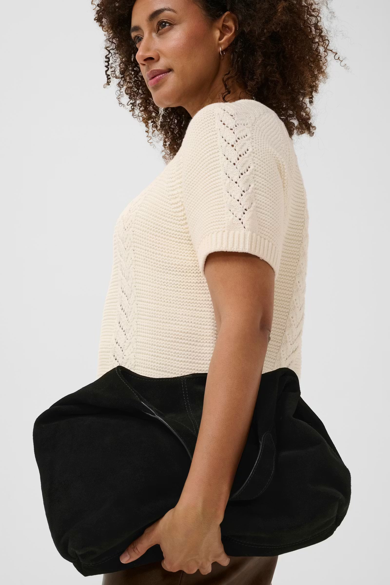 Part Two Athea suede slouch bag in black used as clutch  