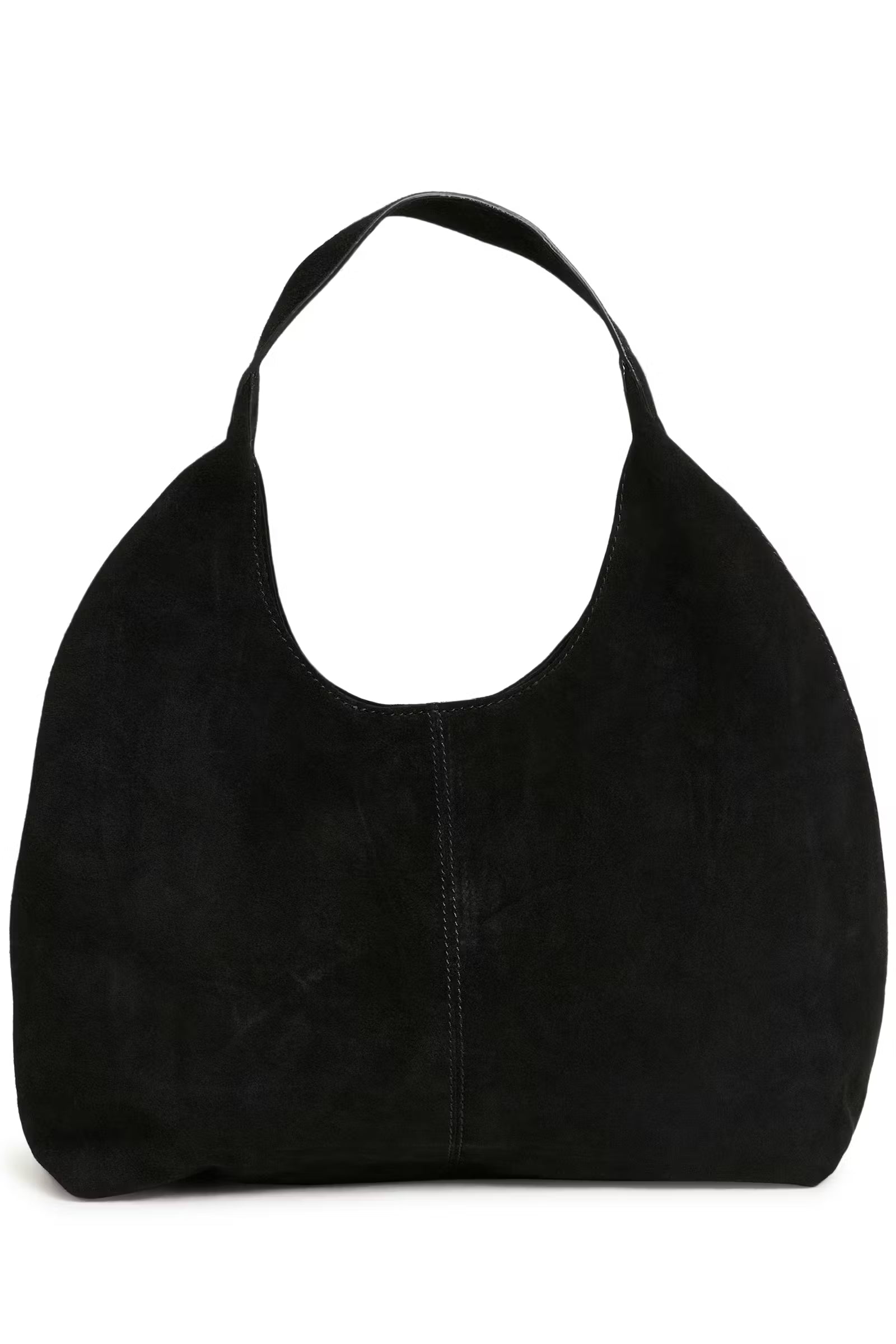 Part Two Athea suede slouch bag in black with curved shoulder handle