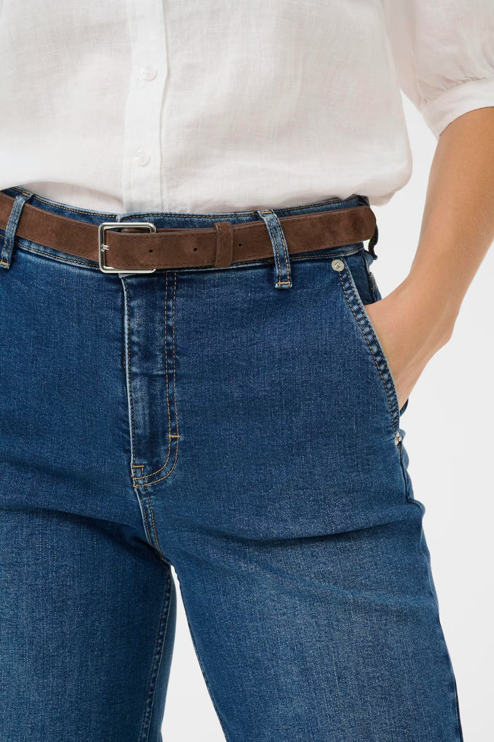 Part Two Alikka brown suede belt waist detail