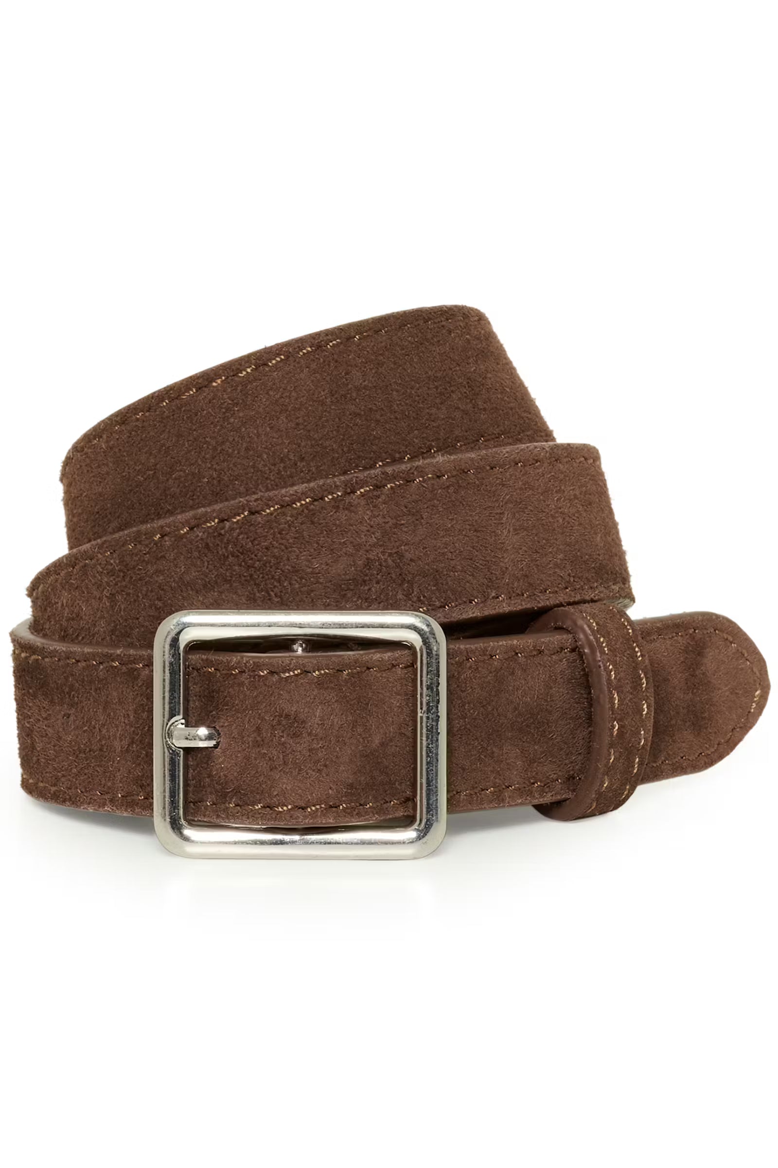 Part Two Alikka suede belt brown buckle close up