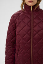 Part Two Olilana burgundy long quilted coat full-length front view