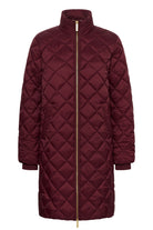 Part Two Olilana burgundy padded coat front product view with zip fastening