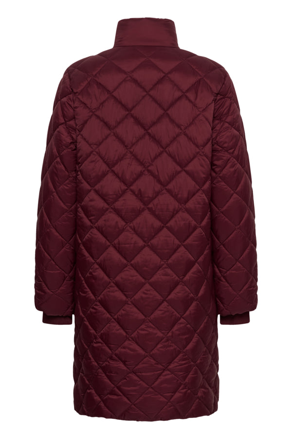 Part Two Olilana burgundy long quilted coat back product view