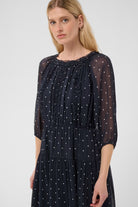 Part Two Draga frill detail polka dot dress close up