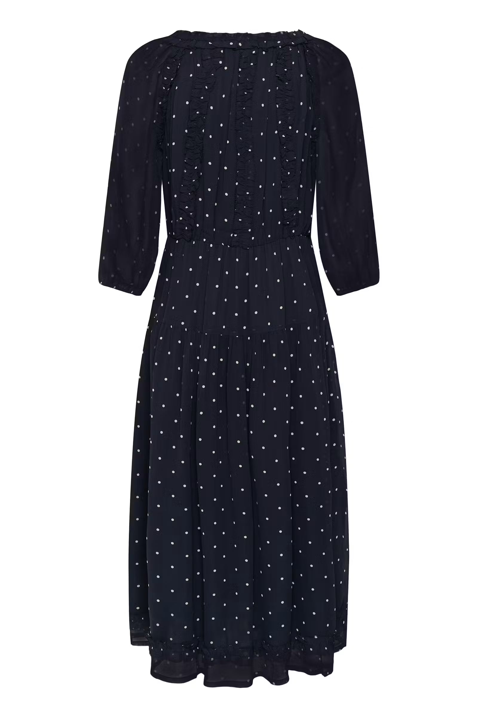 Part Two Draga navy frilled dress with tiered skirt