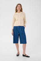 Part Two Denize cream openwork cardigan front view