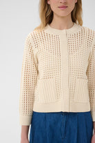 Part Two cream knitted cardigan with patch pockets