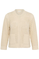 Part Two cream textured cardigan with round neckline