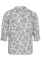 Part Two Almeras cream and navy floral print blouse front view