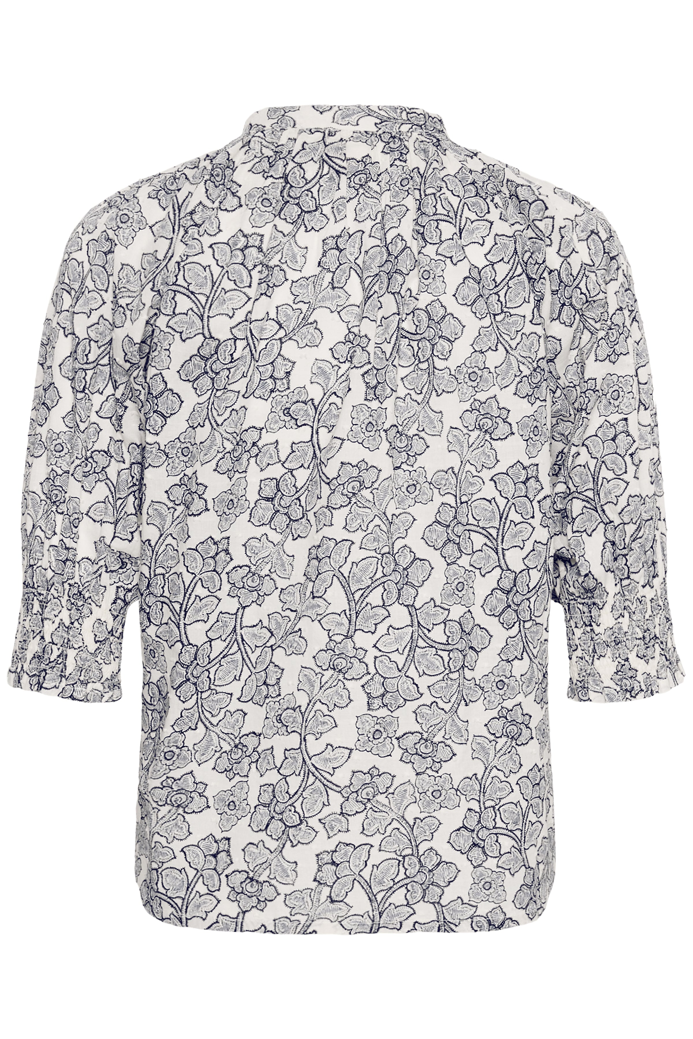 Part Two Almeras cream and navy floral print blouse front view