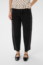 Part Two black barrel leg jeans back view with patch pockets