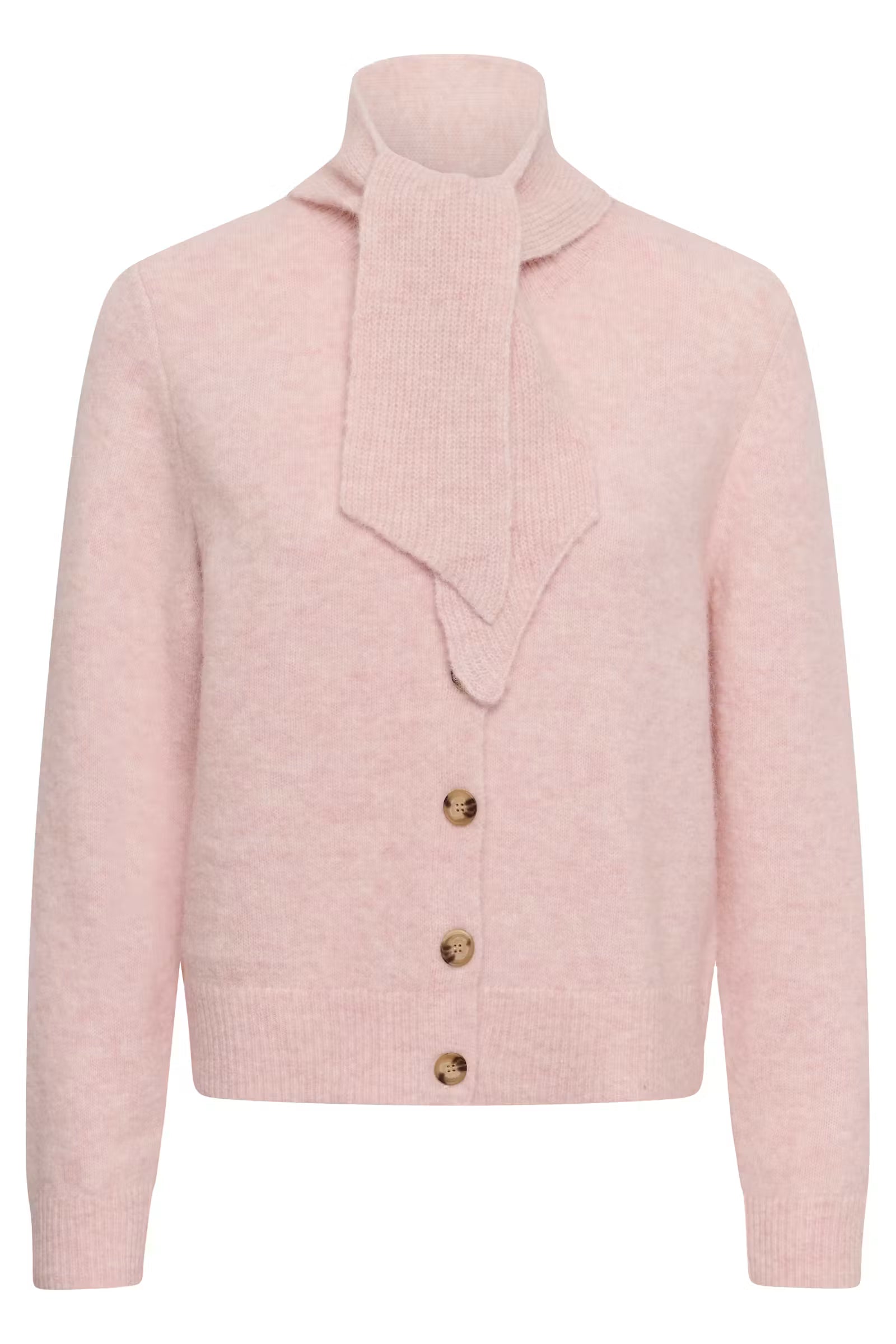 Part Two Chanie light pink cardigan front product view with scarf tie
