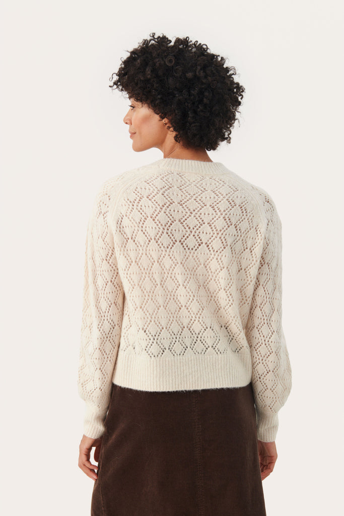 Part Two Carissa Cream Diamond Knit Jumper From The Back