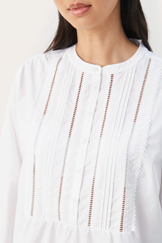 Part Two Filica White Pleated Front Shirt