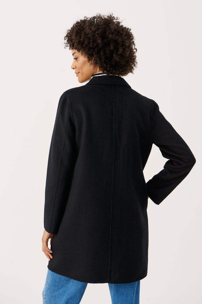 Part Two Rosali Black Classic Wool Blend Coat From The Back