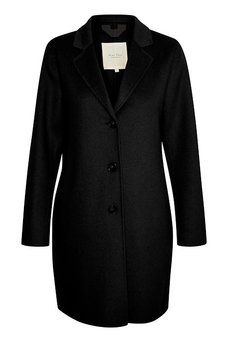Part Two Rosali Black Classic Wool Blend Coat