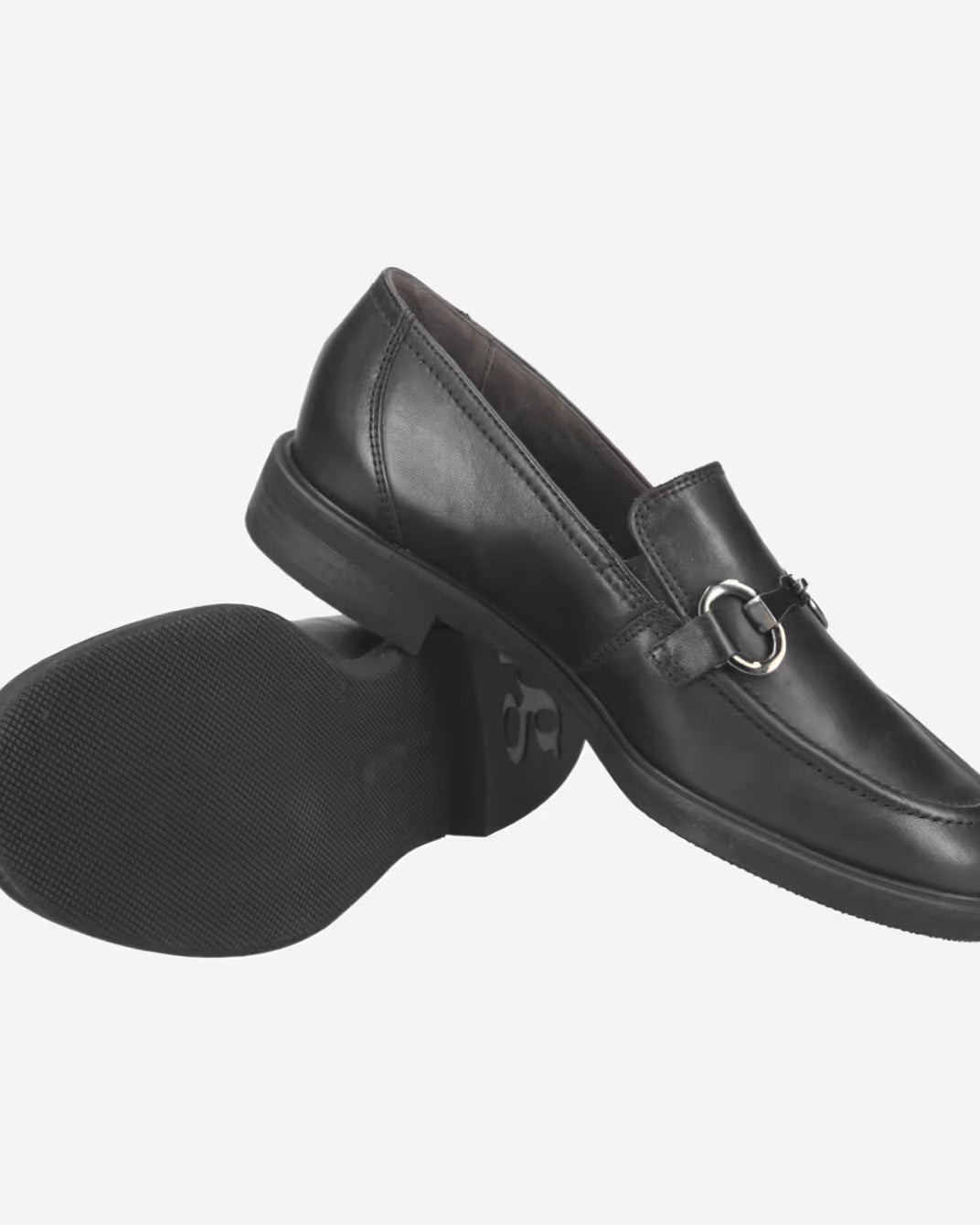 Paul Green Black Leather Buckle Loafers