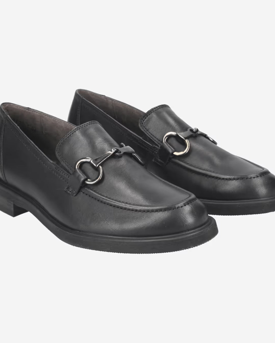 Paul Green Black Leather Buckle Loafers