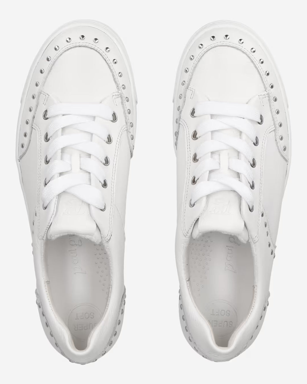 Paul Green White Stud Detail Lace Up Platform Sole Trainers