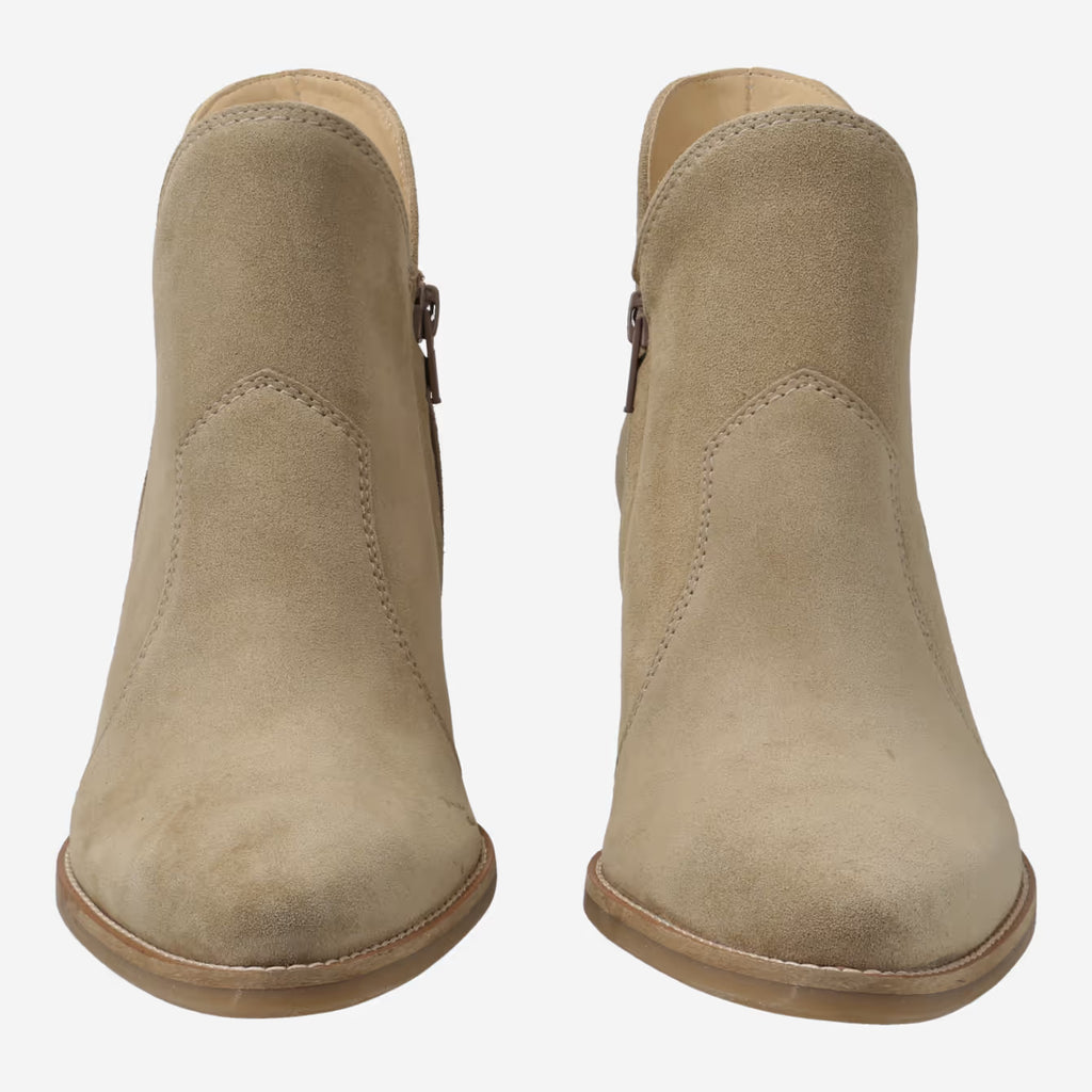 Paul Green Beige Western Style Suede Ankle Boots For Women