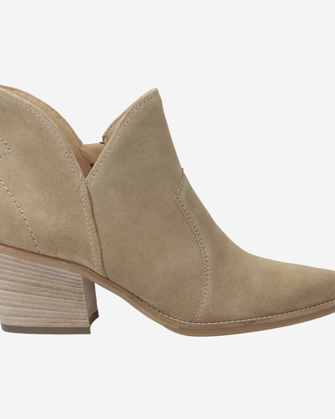 Paul Green Beige Western Style Suede Ankle Boots