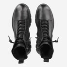 Paul Green Black Leather Lace-up Ankle Boots With Round Toe