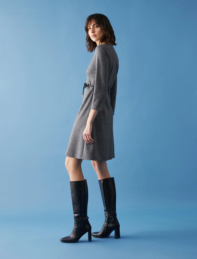 Penny Black Alzato Grey Jersey Knit Belted Dress From The Back