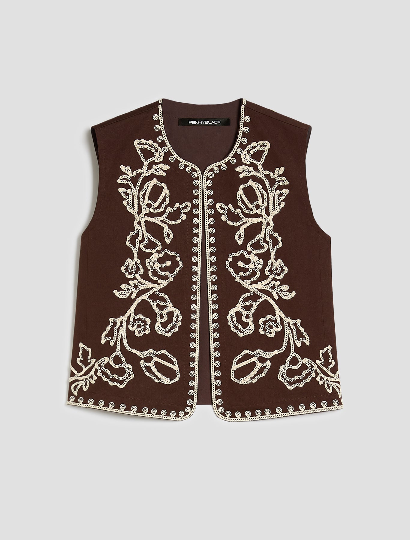 Penny Black Apogeo embroidered sleeveless waistcoat in brown