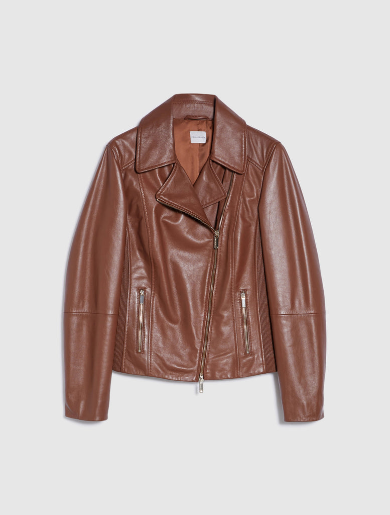Penny Black Barbara Brown Leather Biker Jacket