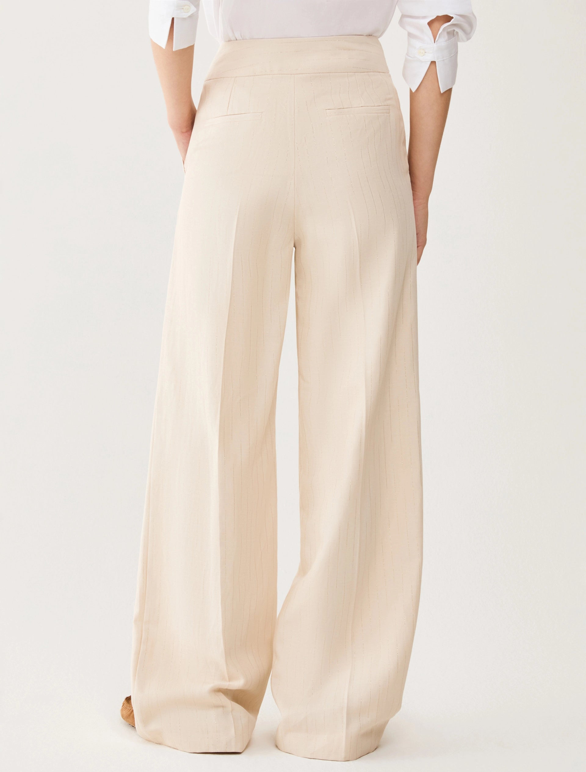 Penny Black cream wide leg smart trousers back view