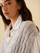 Penny Black Feltre V neck gilet close up rhinestone detail