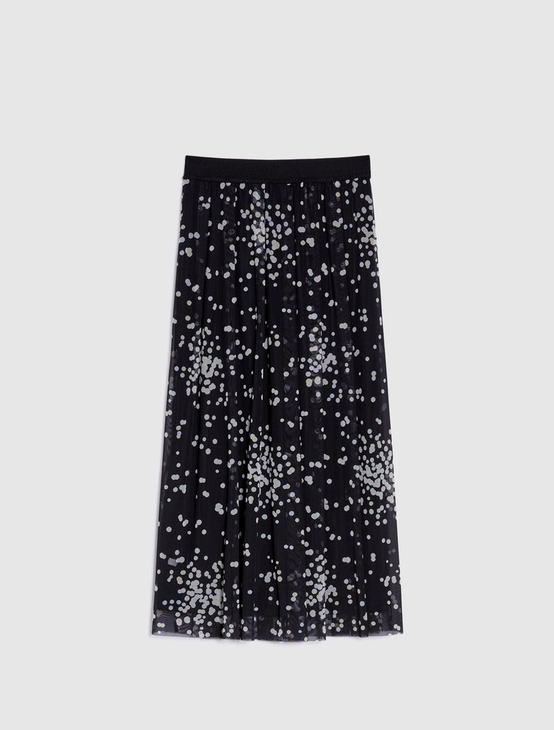 Penny Black Gilberto Black Tulle Dot Print Midi Skirt