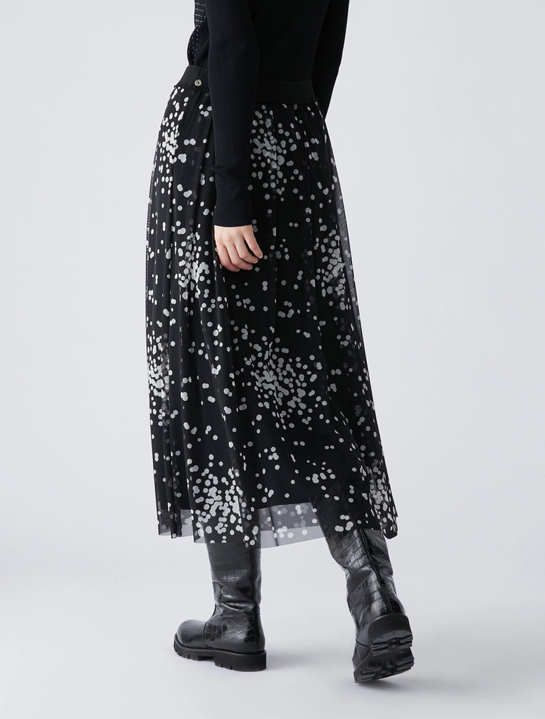 Penny Black Gilberto Black Tulle Dot Print Midi Skirt From Back