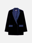 Penny Black Jerry Navy Velvet Satin Tuxedo Blazer