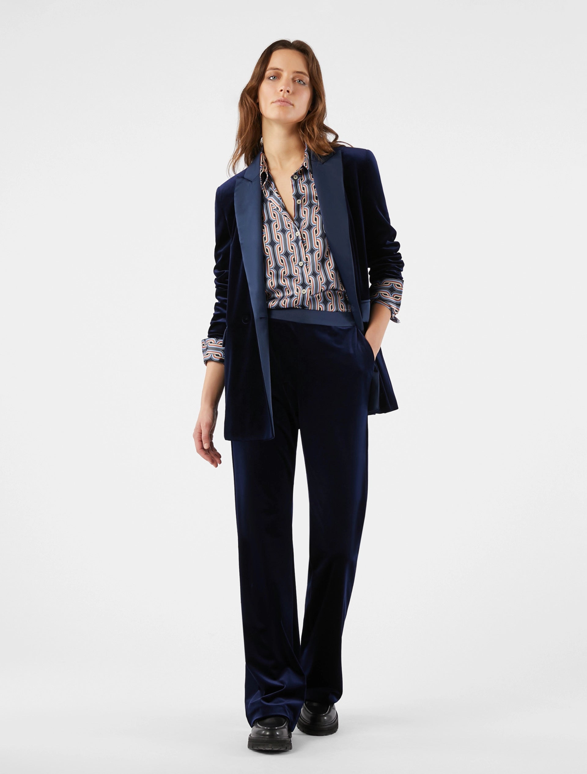 Penny Black Jerry Velvet Satin Tuxedo Boyfriend Blazer